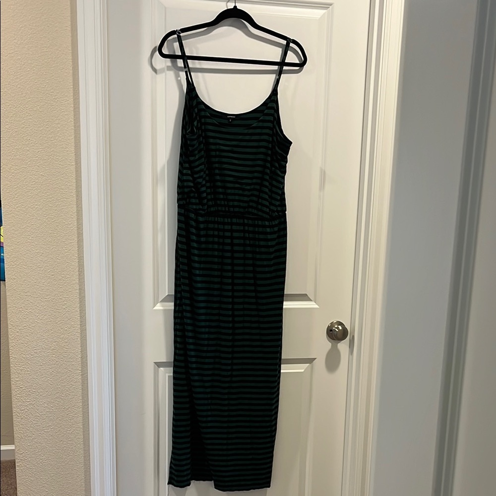 Black and Green Striped Maxi Dress - Haunted Mansion inspired